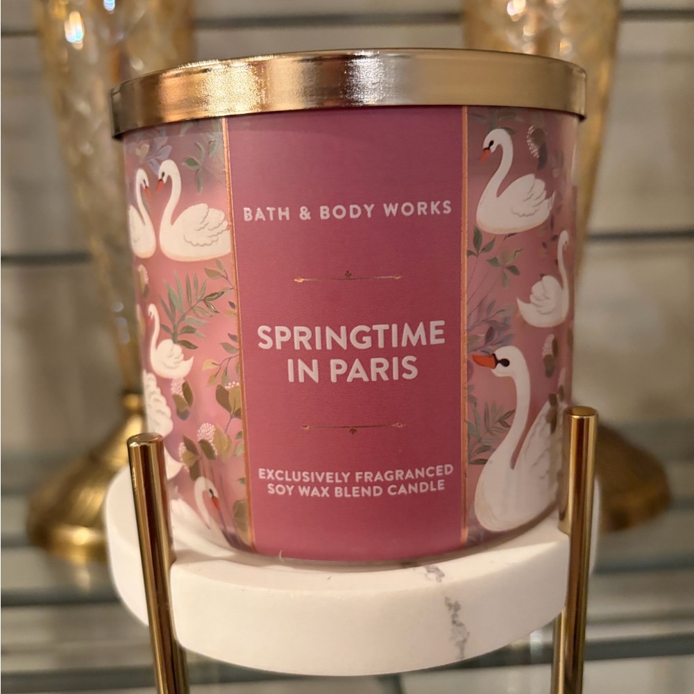Bath & Body Works Springtime in Paris 3 Wick Candle NEW Design for Spring 2026